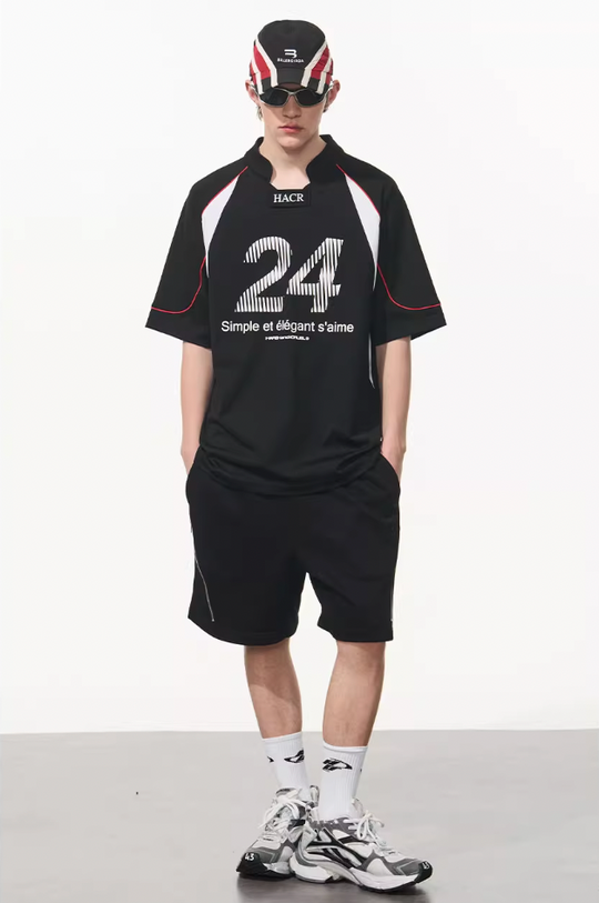 Harsh and Cruel Structure Spliced Racing Tee