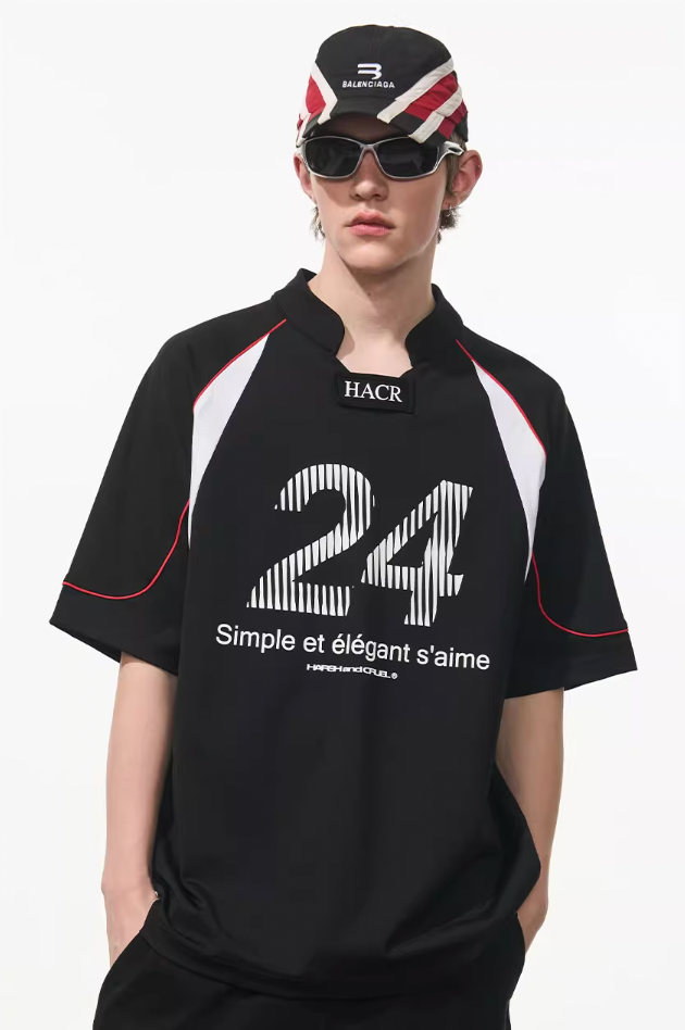 Harsh and Cruel Structure Spliced Racing Tee
