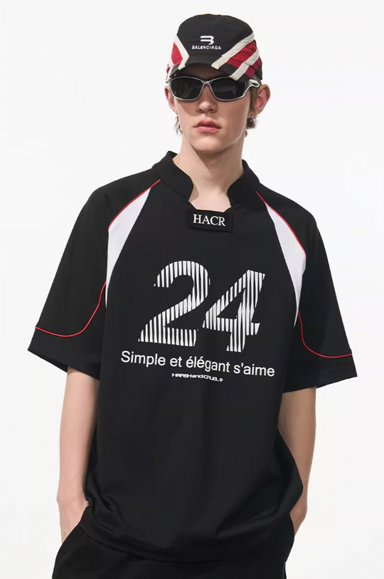 Harsh and Cruel Structure Spliced Racing Tee