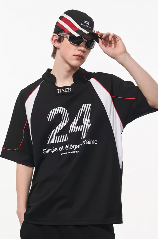 Harsh and Cruel Structure Spliced Racing Tee