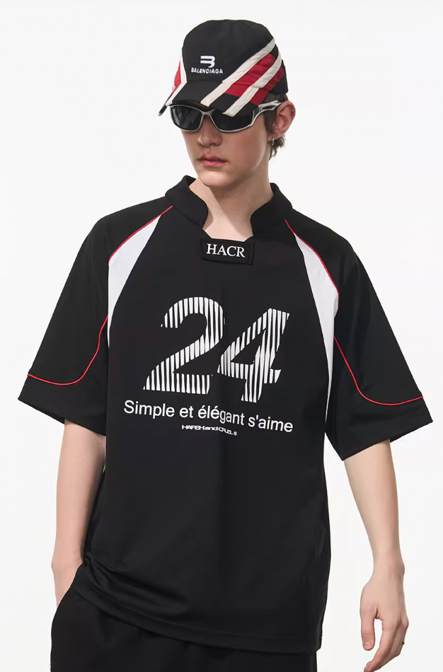Harsh and Cruel Structure Spliced Racing Tee