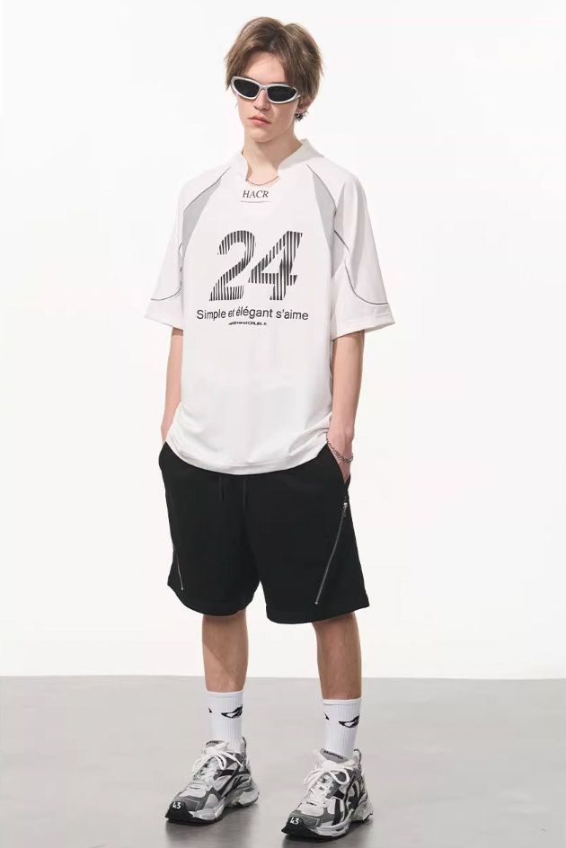 Harsh and Cruel Structure Spliced Racing Tee