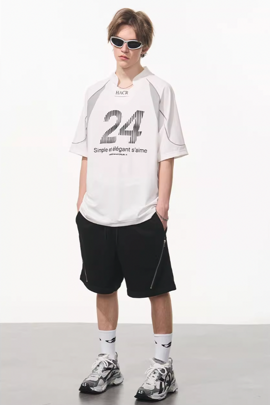 Harsh and Cruel Structure Spliced Racing Tee