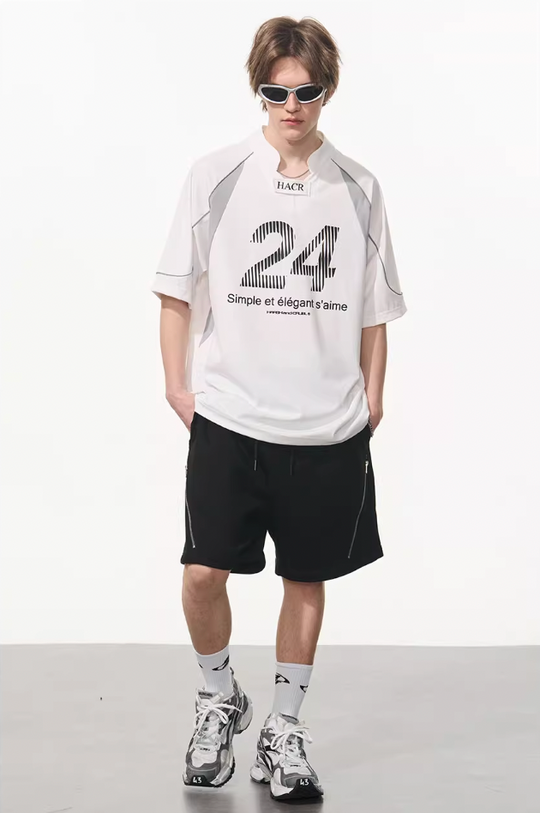 Harsh and Cruel Structure Spliced Racing Tee