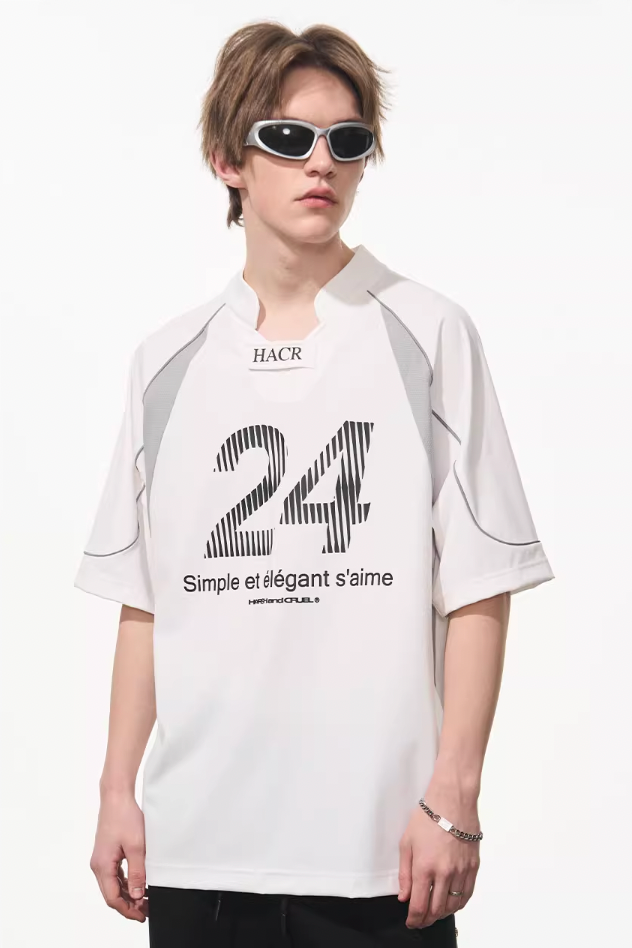 Harsh and Cruel Structure Spliced Racing Tee