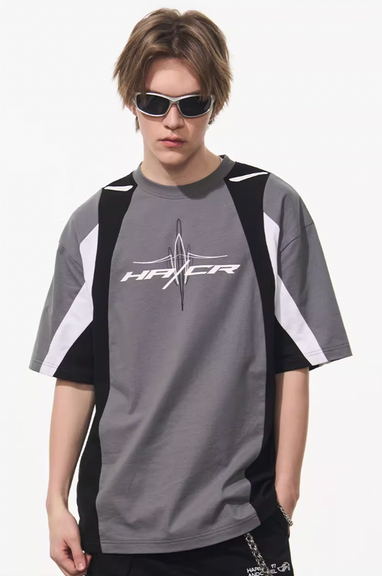 Harsh and Cruel Colorblock Racing Printed Tee