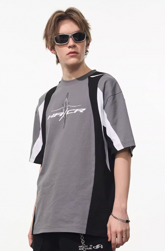 Harsh and Cruel Colorblock Racing Printed Tee