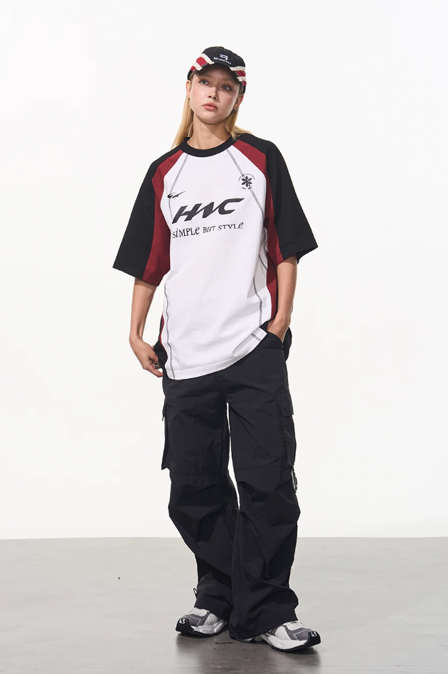 Harsh and Cruel Retro Logo Printed Football Tee