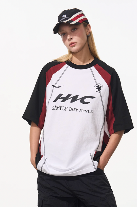 Harsh and Cruel Retro Logo Printed Football Tee