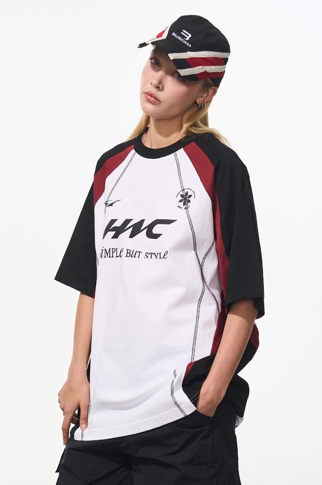 Harsh and Cruel Retro Logo Printed Football Tee