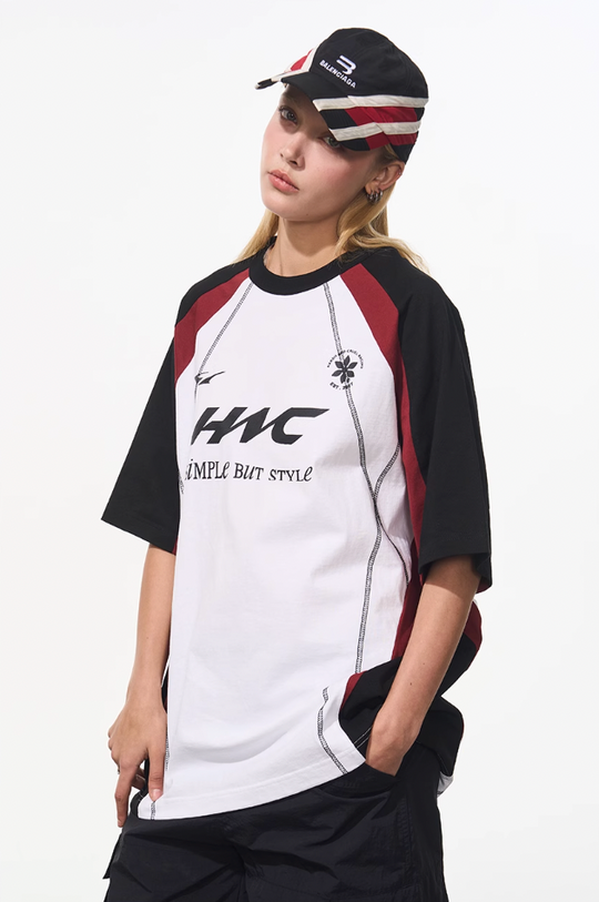 Harsh and Cruel Retro Logo Printed Football Tee
