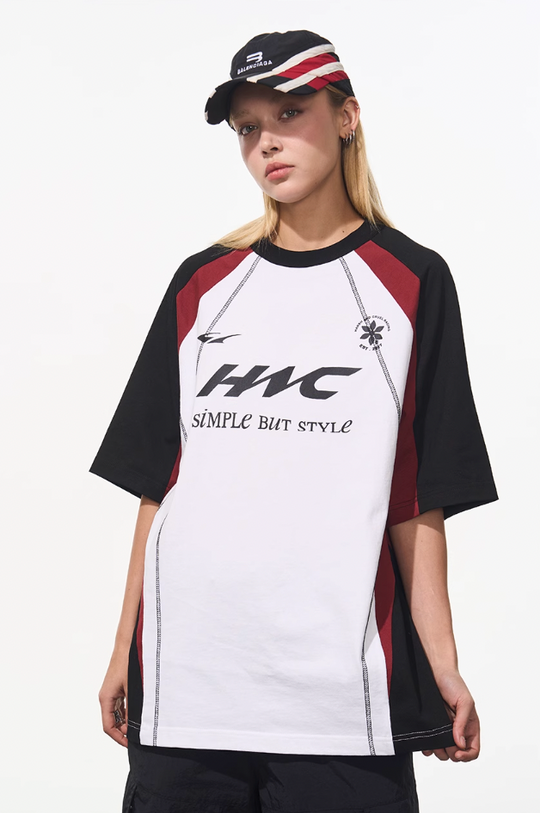 Harsh and Cruel Retro Logo Printed Football Tee