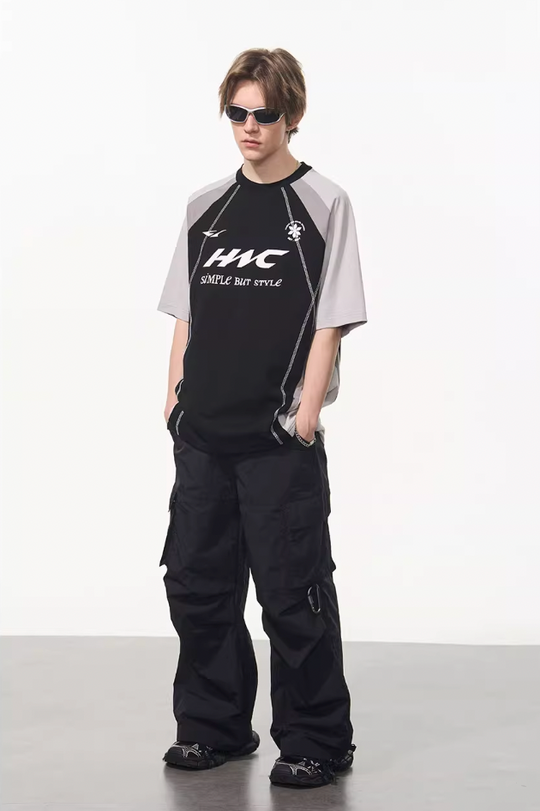 Harsh and Cruel Retro Logo Printed Football Tee