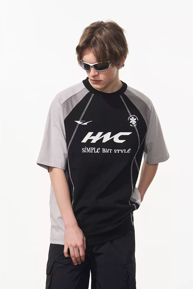 Harsh and Cruel Retro Logo Printed Football Tee