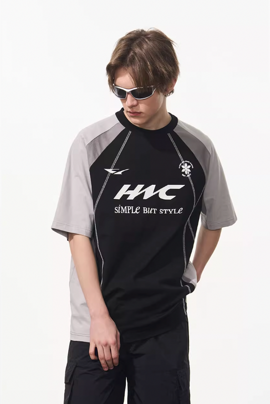 Harsh and Cruel Retro Logo Printed Football Tee