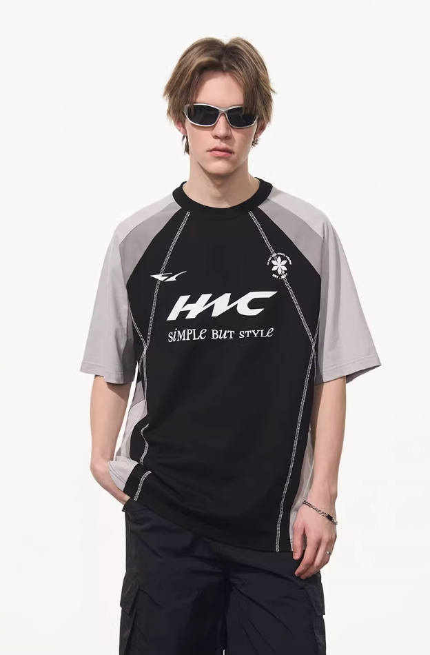 Harsh and Cruel Retro Logo Printed Football Tee