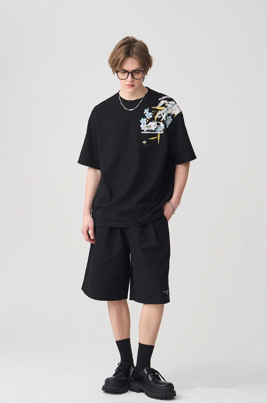 Harsh and Cruel Floral Embroidery Logo Tee