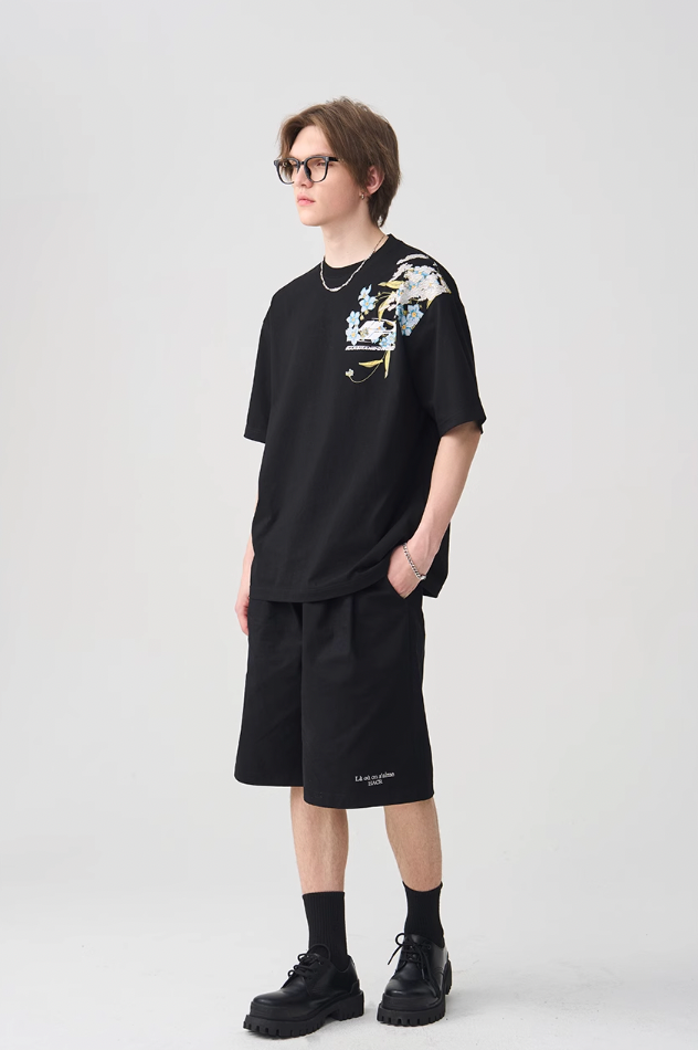 Harsh and Cruel Floral Embroidery Logo Tee