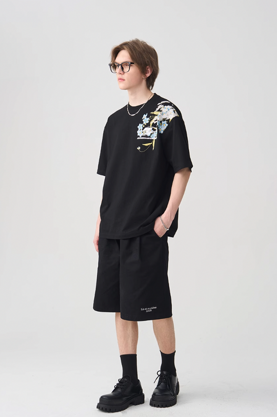 Harsh and Cruel Floral Embroidery Logo Tee