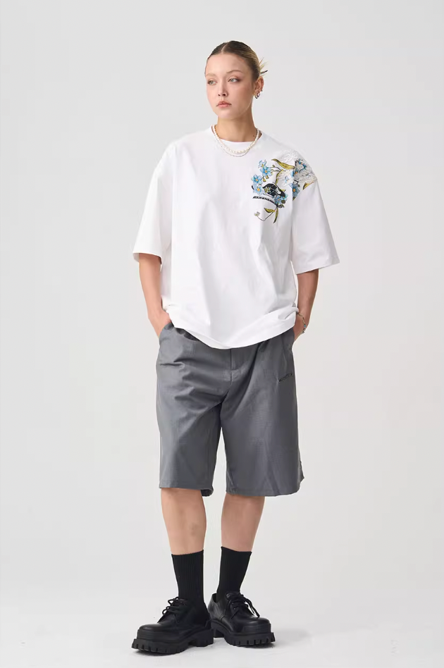 Harsh and Cruel Floral Embroidery Logo Tee