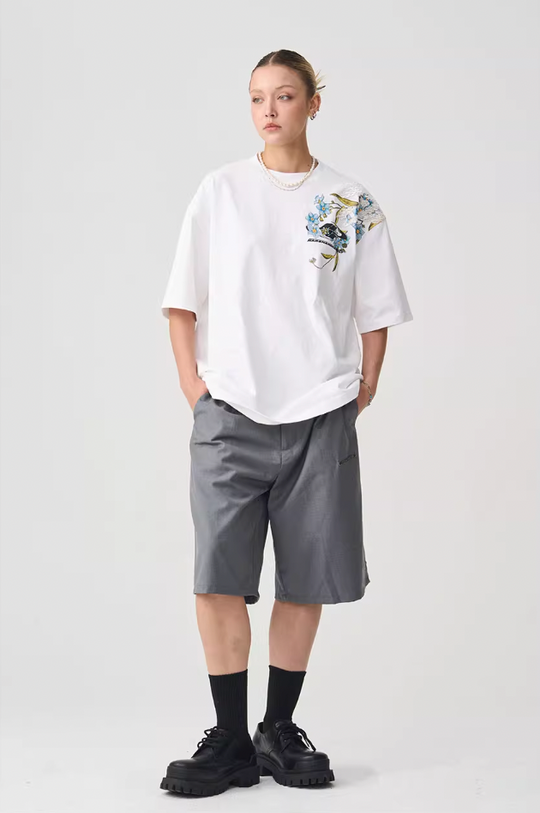 Harsh and Cruel Floral Embroidery Logo Tee