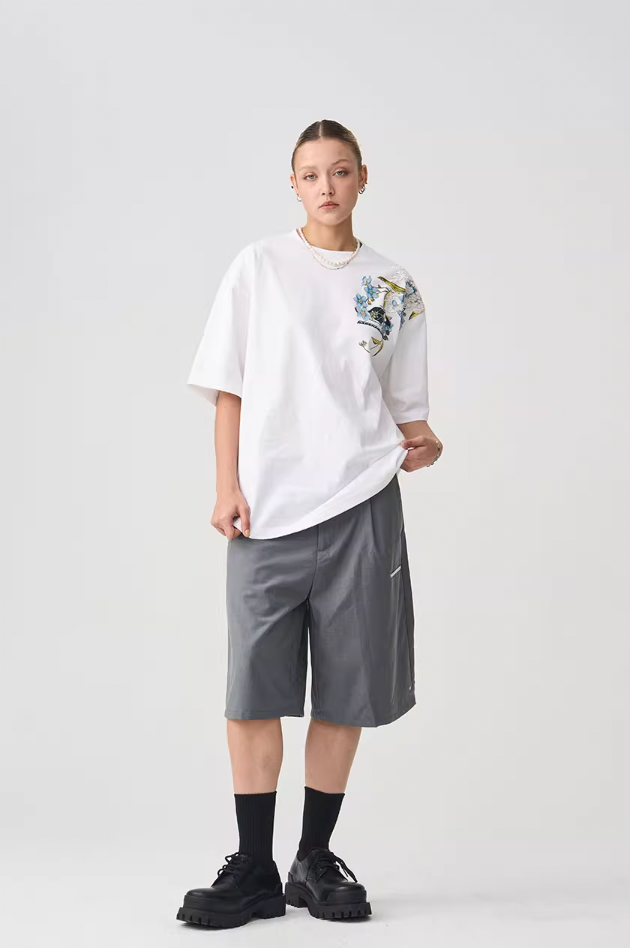 Harsh and Cruel Floral Embroidery Logo Tee