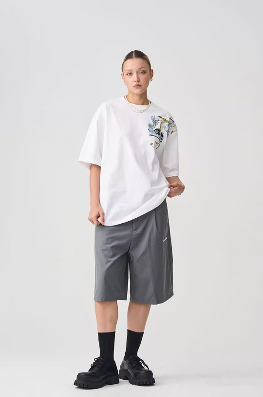 Harsh and Cruel Floral Embroidery Logo Tee