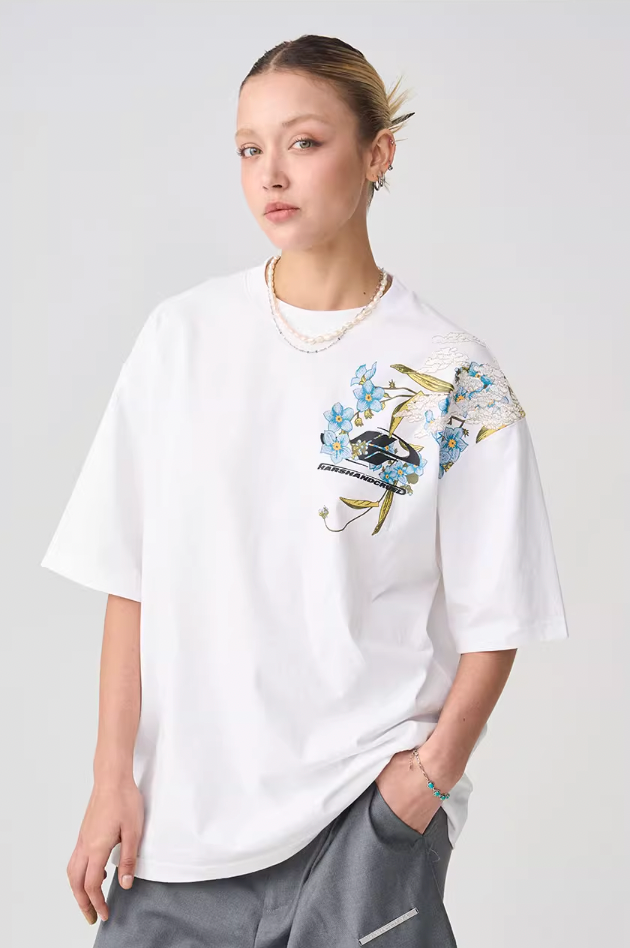 Harsh and Cruel Floral Embroidery Logo Tee
