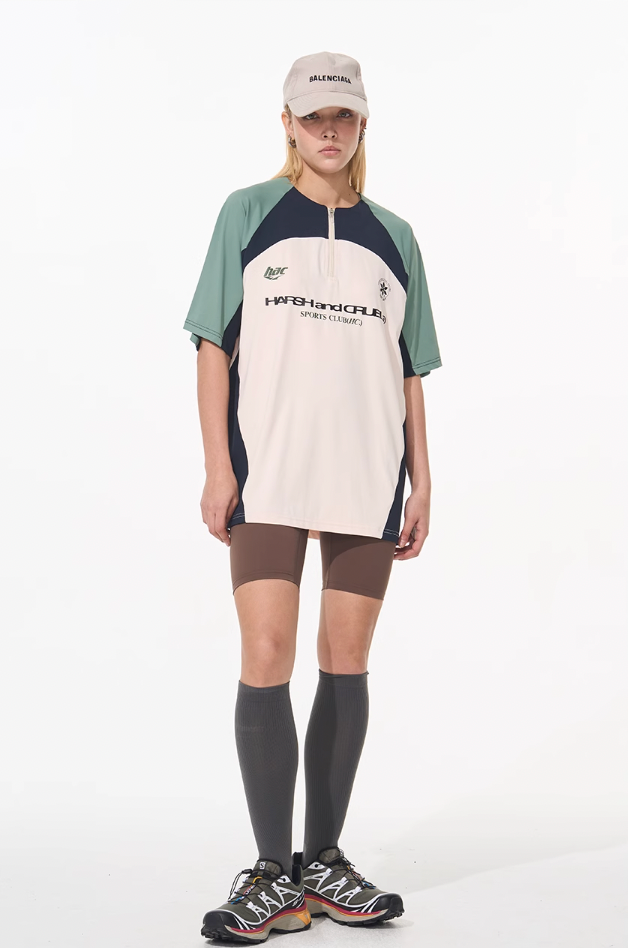 Harsh and Cruel Cycling Half Zip Logo Tee