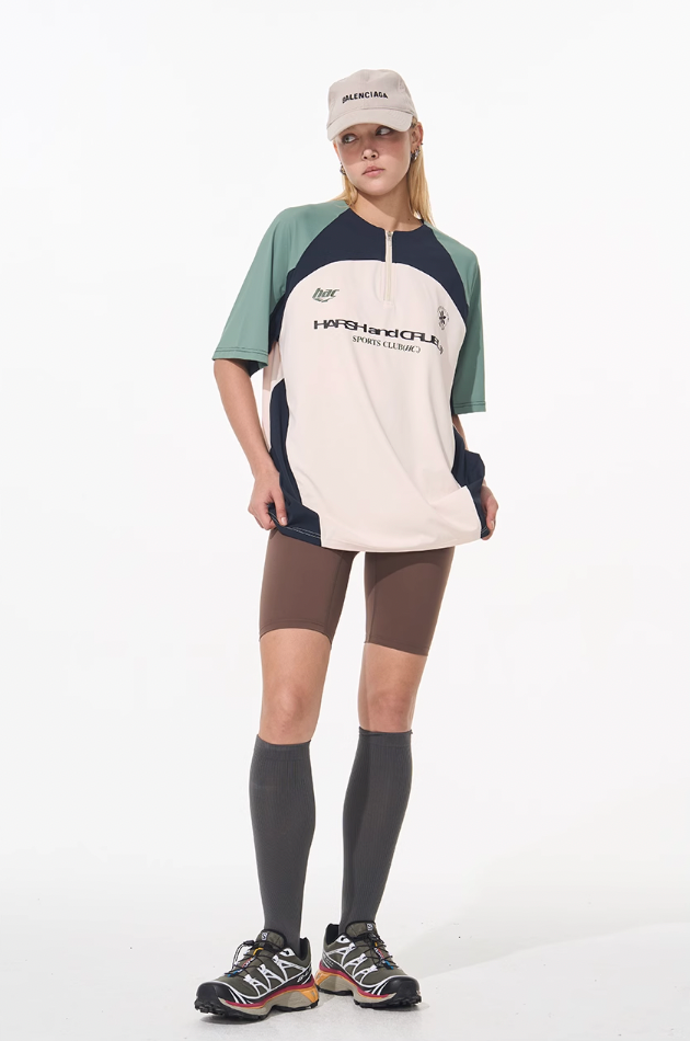 Harsh and Cruel Cycling Half Zip Logo Tee