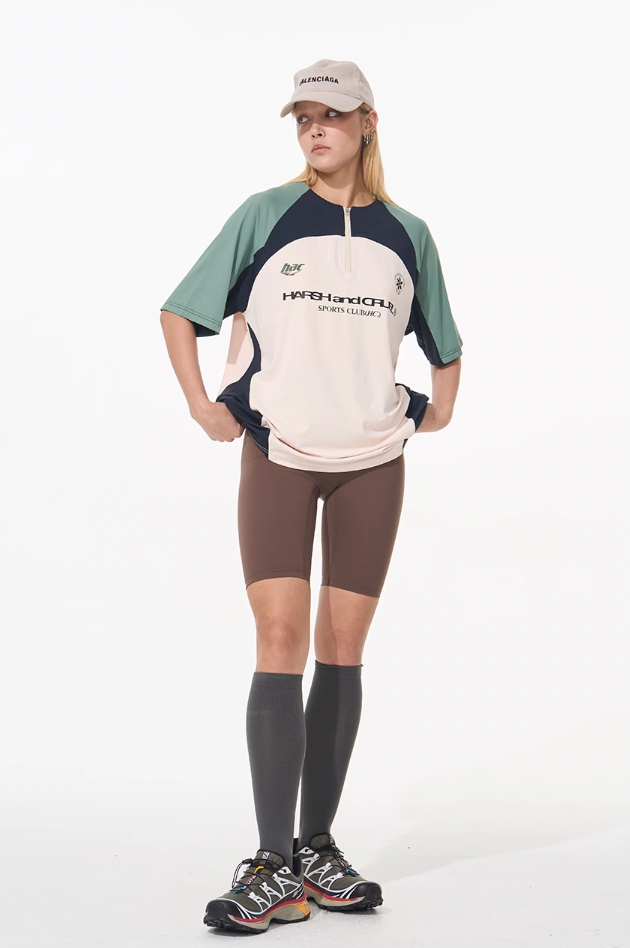 Harsh and Cruel Cycling Half Zip Logo Tee