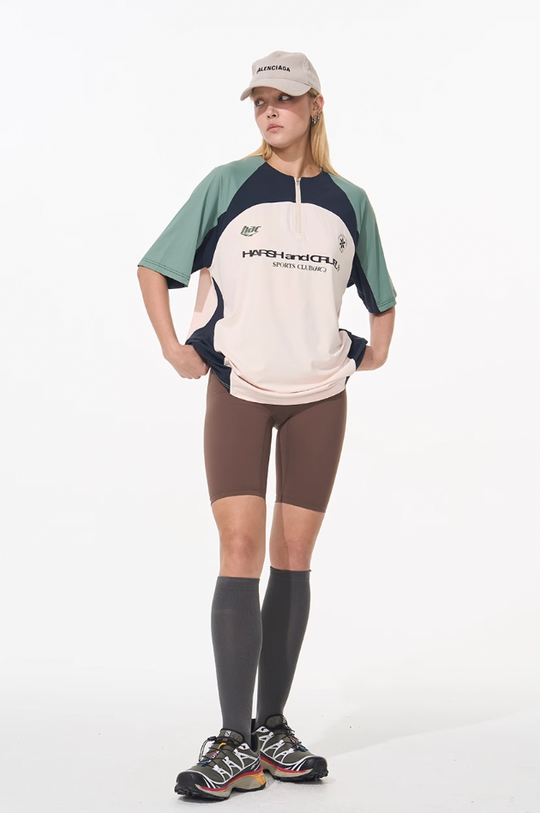 Harsh and Cruel Cycling Half Zip Logo Tee