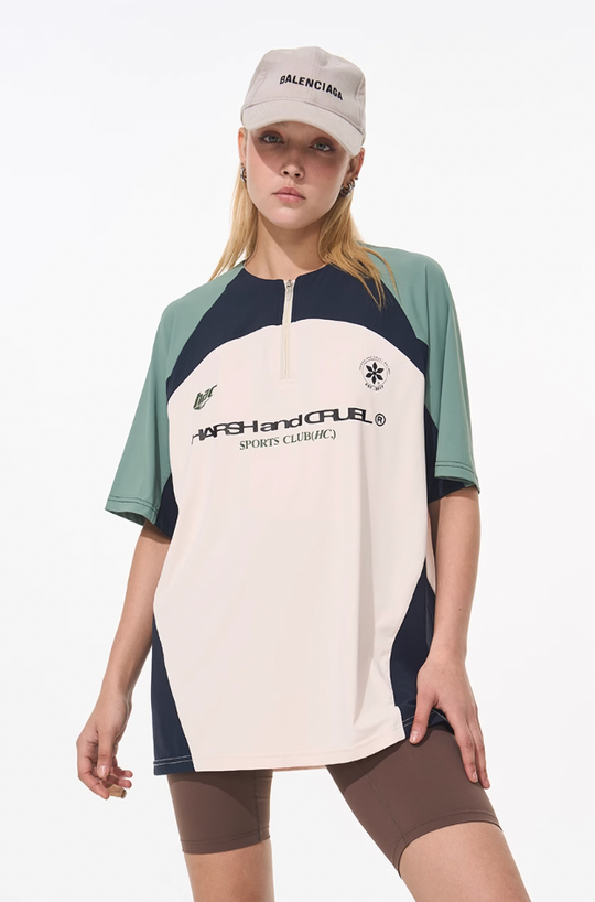 Harsh and Cruel Cycling Half Zip Logo Tee