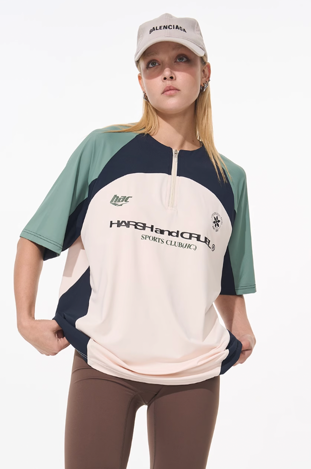 Harsh and Cruel Cycling Half Zip Logo Tee