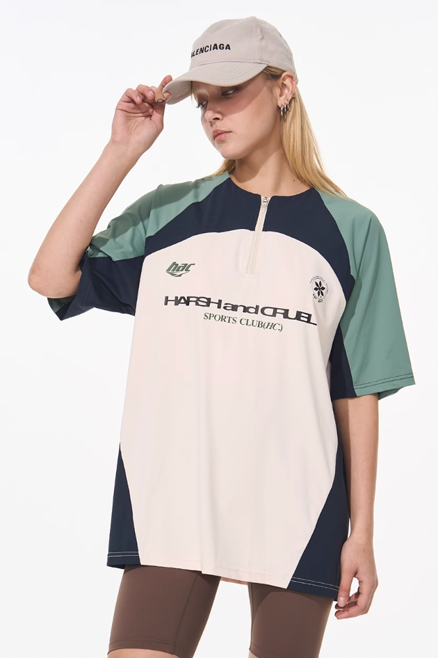 Harsh and Cruel Cycling Half Zip Logo Tee