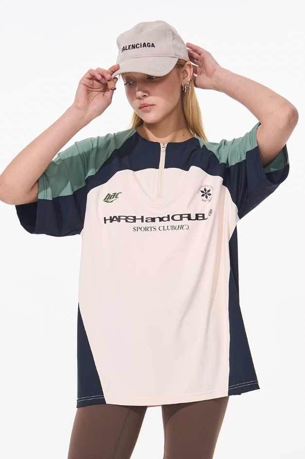 Harsh and Cruel Cycling Half Zip Logo Tee