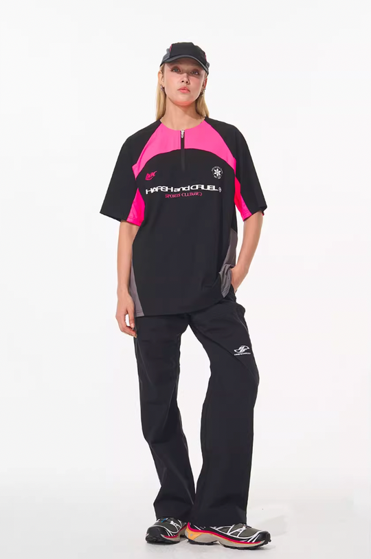 Harsh and Cruel Cycling Half Zip Logo Tee