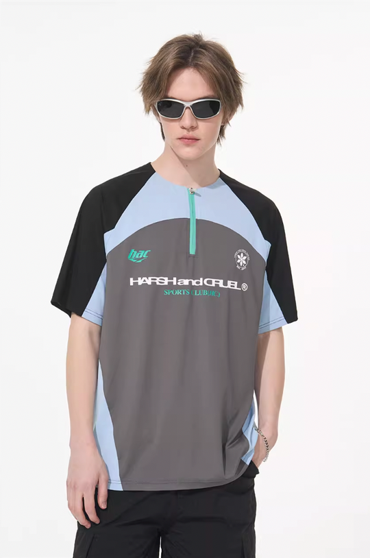 Harsh and Cruel Cycling Half Zip Logo Tee