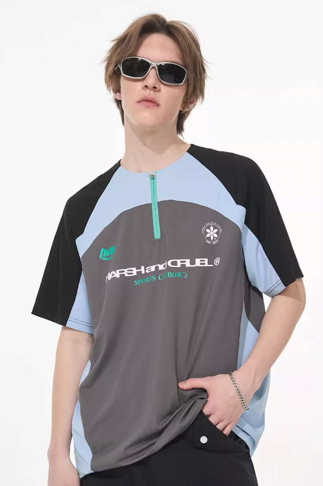 Harsh and Cruel Cycling Half Zip Logo Tee