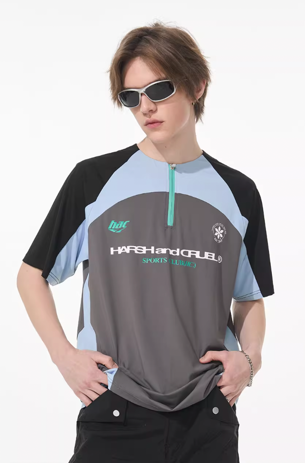 Harsh and Cruel Cycling Half Zip Logo Tee