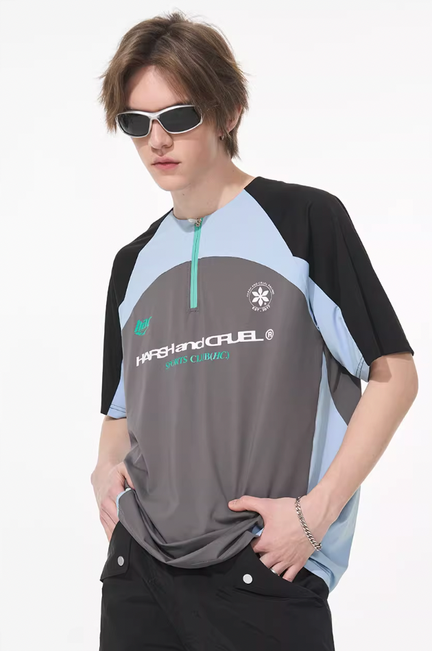 Harsh and Cruel Cycling Half Zip Logo Tee