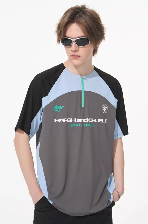 Harsh and Cruel Cycling Half Zip Logo Tee