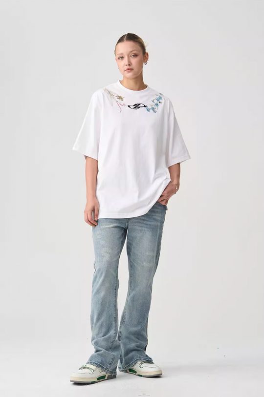 Harsh and Cruel Floral Collar Embroidery Tee
