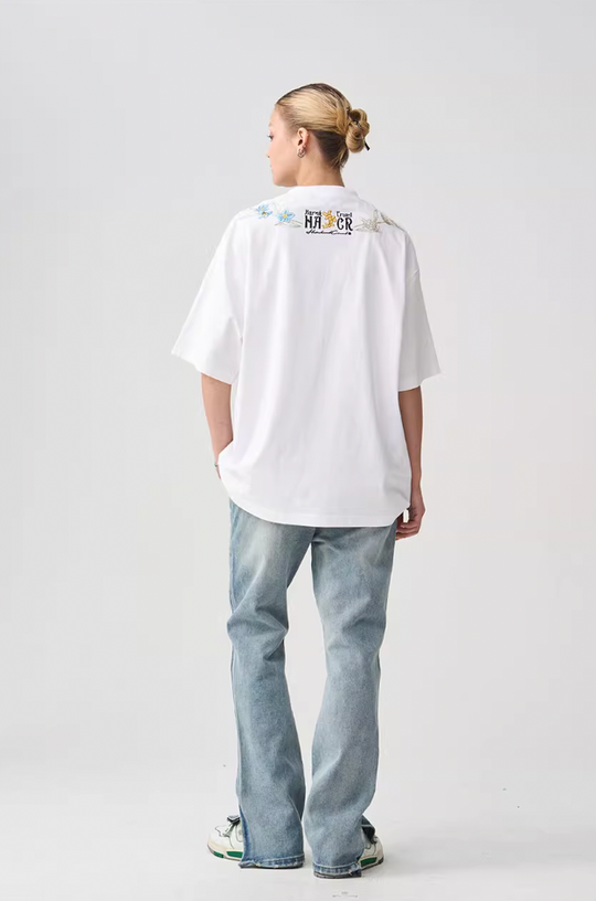 Harsh and Cruel Floral Collar Embroidery Tee