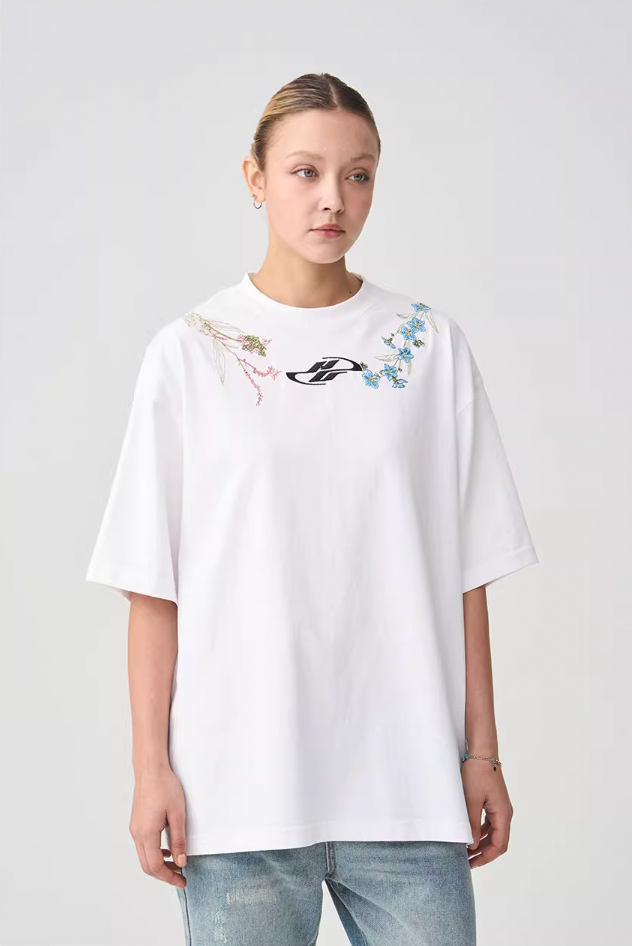 Harsh and Cruel Floral Collar Embroidery Tee