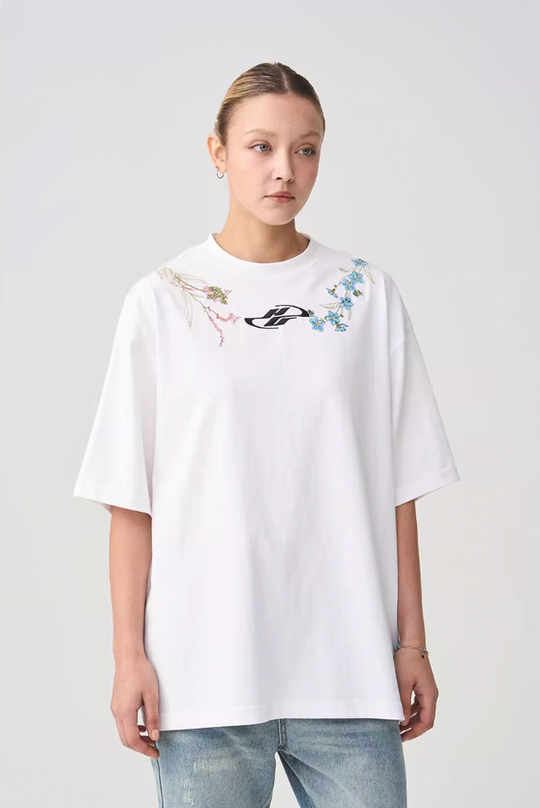 Harsh and Cruel Floral Collar Embroidery Tee