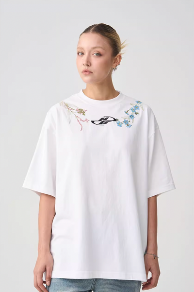 Harsh and Cruel Floral Collar Embroidery Tee