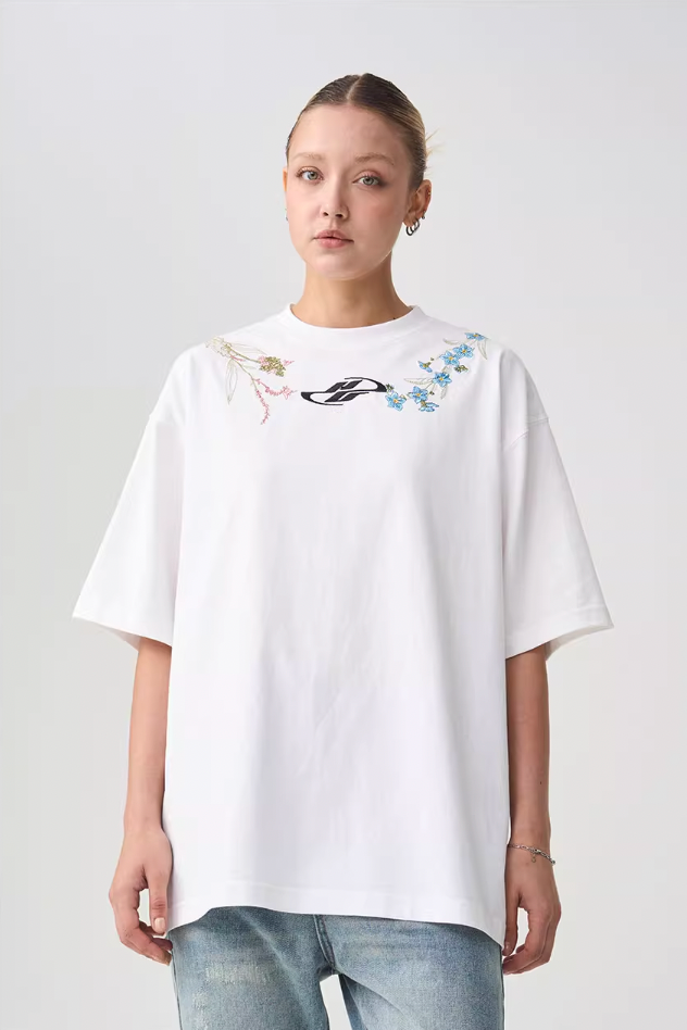 Harsh and Cruel Floral Collar Embroidery Tee