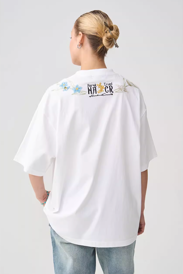 Harsh and Cruel Floral Collar Embroidery Tee