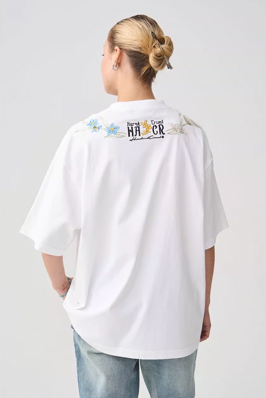 Harsh and Cruel Floral Collar Embroidery Tee